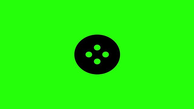 Premium 4K motion graphic of a traditional four hole round clothing sewing button silhouette bouncing. Ideal asset for tailor fashion video.