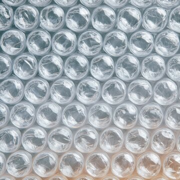 Close-Up Macro of Transparent Bubble Wrap Protective Packaging Material