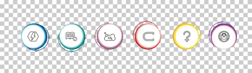 outline signs icons set - electric current, instruction, co2, suitcase. editable vector for web and mobile ui © IconArt