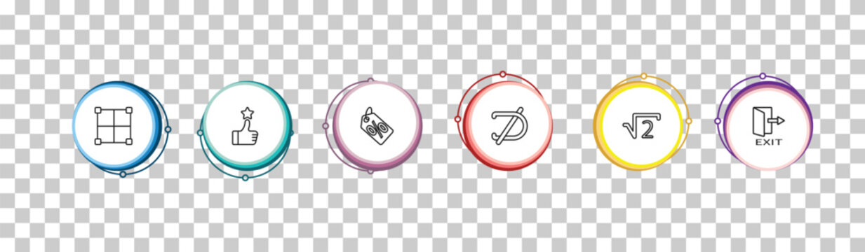 outline signs icons set - borders, superior, percentage discount, exit right arrow. editable vector for web and mobile ui