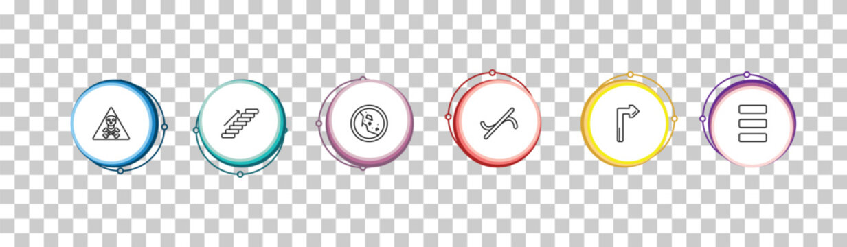 outline signs icons set - toxic warning, stairs, falling rocks, identical to. editable vector for web and mobile ui