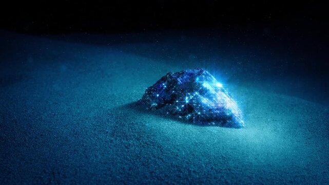 Magical Blue Rock With Particles Swirling
