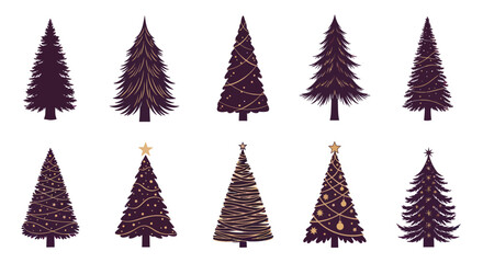 Obraz premium Christmas Tree Icon Set