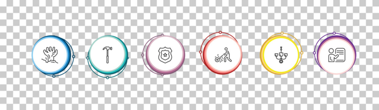 outline other icons set - tombstone zombie hand, work hammer, blazon, demostration. editable vector for web and mobile ui