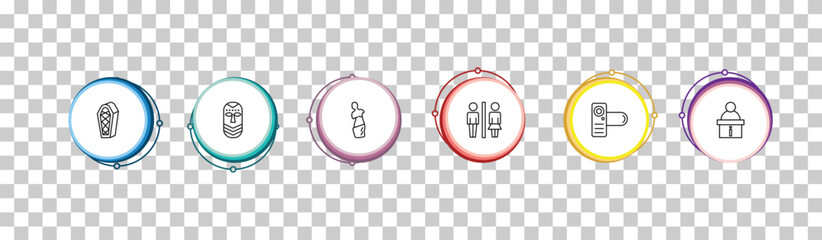 outline museum icons set - sarcophagus, african mask, venus de milo, information desk. editable vector for web and mobile ui © IconArt