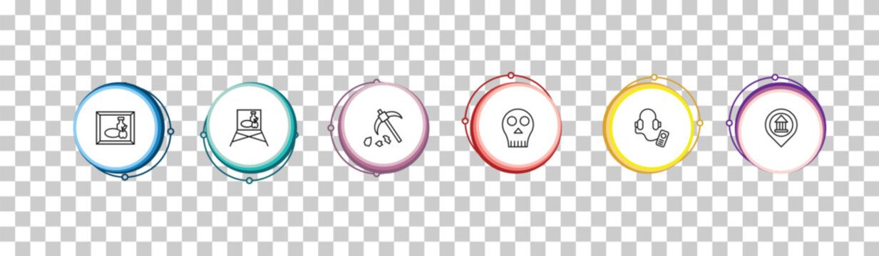 outline museum icons set - still life, museum canvas, geological, museum map. editable vector for web and mobile ui