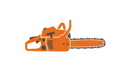 Naklejka premium Orange Chainsaw Isolated on White Background, Vector Illustration