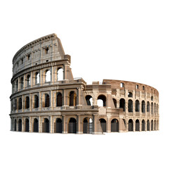Fototapeta premium Ancient roman coliseum amphitheater architecture landmark historical monument in rome italy famous tourist attraction classic ruins structure isolated on transparent background png
