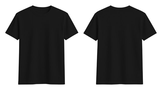 Plain Black Crew Neck T-Shirt Mockup Front and Back Template