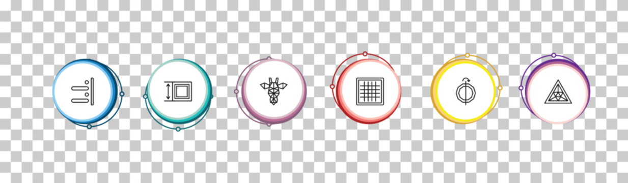 outline geometric figure icons set - right alignment, dimension, polygonal giraffe, triangle of triangles. editable vector for web and mobile ui