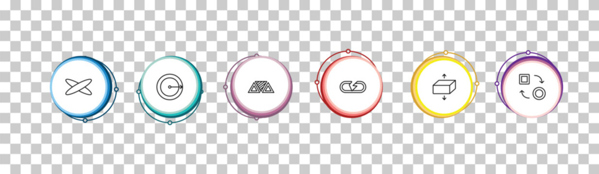 outline geometry icons set - ellipse, radius, triple triangle, change. editable vector for web and mobile ui