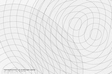 Topographic elevation data map vector, abstract contour lines on white background, minimalist geographic terrain pattern for web design © Gullfam