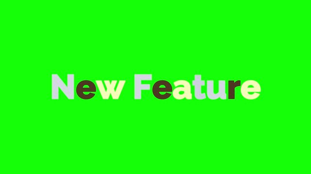 Animated green screen with red new feature text overlay motion graphics template
