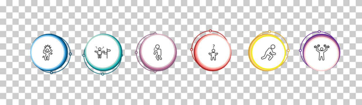 outline feelings icons set - crazy human, lost human, rough human, strong editable vector for web and mobile ui