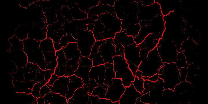 Seamless pattern with volcanic cracks with lava, glowing crevices. Abstract print