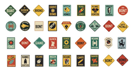 Retro road signs, vintage signage, quirky and unique designs © Tulang