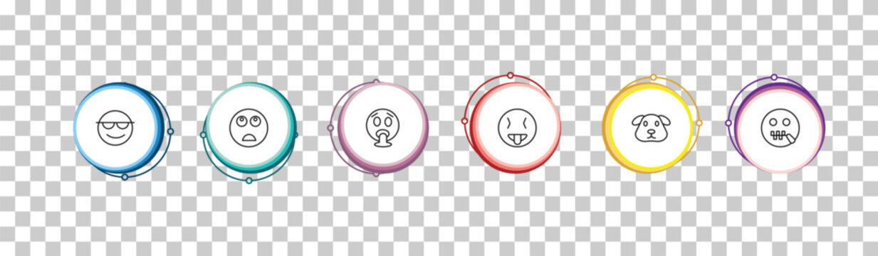 outline emoji icons set - cool emoji, bored emoji, vomit -mouth editable vector for web and mobile ui