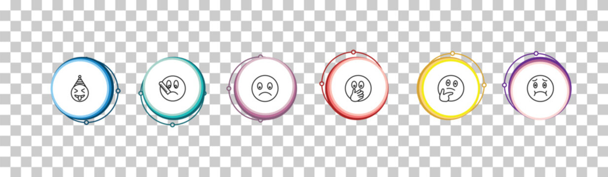 outline emoji icons set - crazy emoji, ill emoji, slightly frowning nauseated editable vector for web and mobile ui
