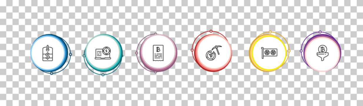outline cryptocurrency icons set - dollar tag, online banking, invoice, function. editable vector for web and mobile ui