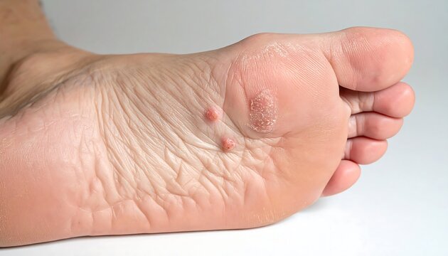 A close-up image of a foot with a large callus on the heel