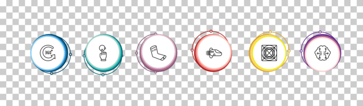 outline artificial intellegence icons set - 360 degree, interactivity, mobile flexible display, future brain. editable vector for web and mobile ui