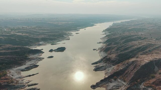 Indus River view from above Kohat city Khyber Pakhtunkhwa Pakistan