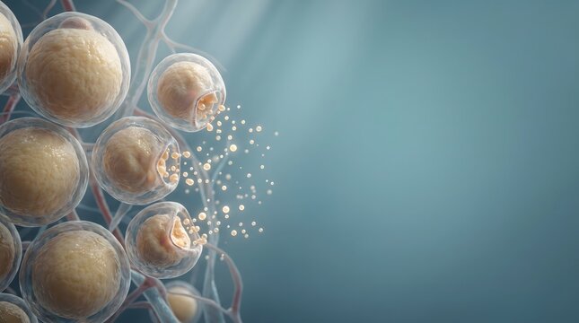 Lipolysis Process with Fat Cells Releasing Stored Energy