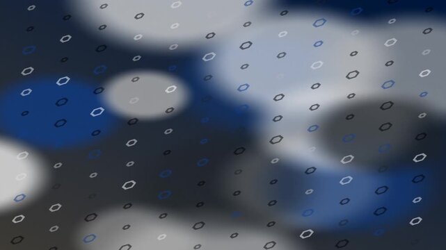 Abstract Hexagons Floating in Blurred Blue and Gray Background