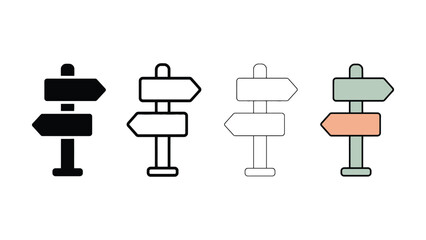Directional signpost arrow icons in three different styles  © Tanha