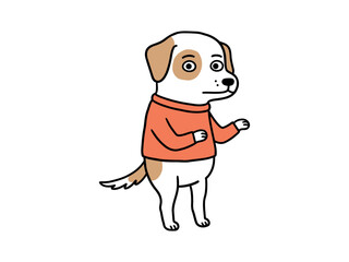 Fototapeta premium Cute dog, cartoon canine, wearing sweater, standing dog illustration