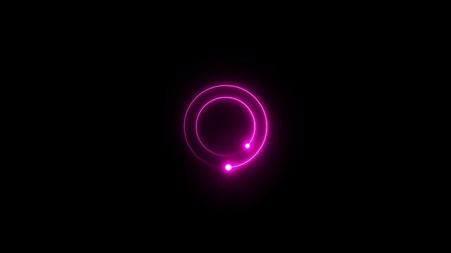 ​Glowing neon pink loading circle animation on digital monitor screen with dark background . 4k animation video ....