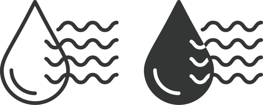 Water drop icons represent the concept of humidity and moisture levels in a clear, minimal graphic design illustration.