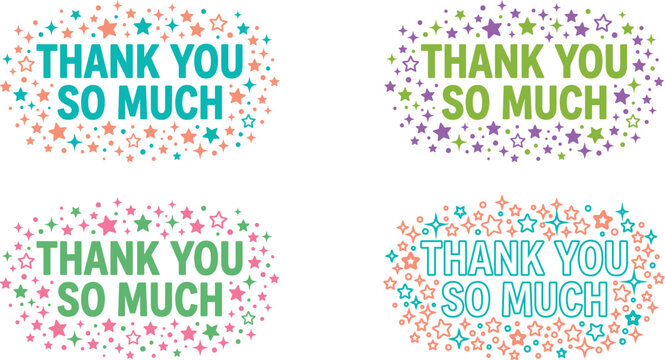 Colorful thank you so much starry gratuity labels