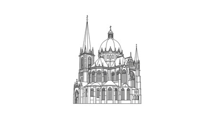 Obraz premium Large Gothic Architectural Building Structure.