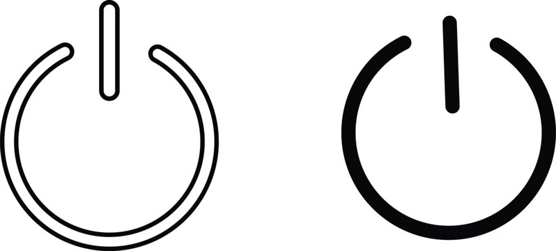 Power icon set. On off switch and energy shutdown symbols. System reboot, computer hardware, and digital interface design. Electrical control sign