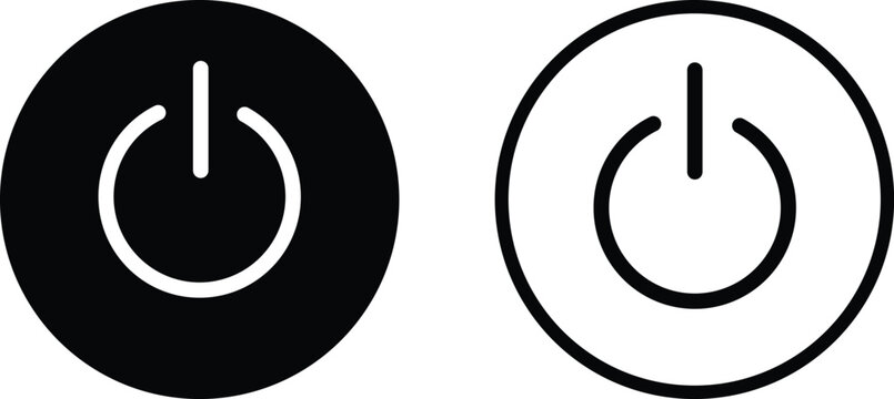 Modern power button icon set. Start up, halt, and electric supply energy symbols. software control panel design  Electronic toggle sign 
