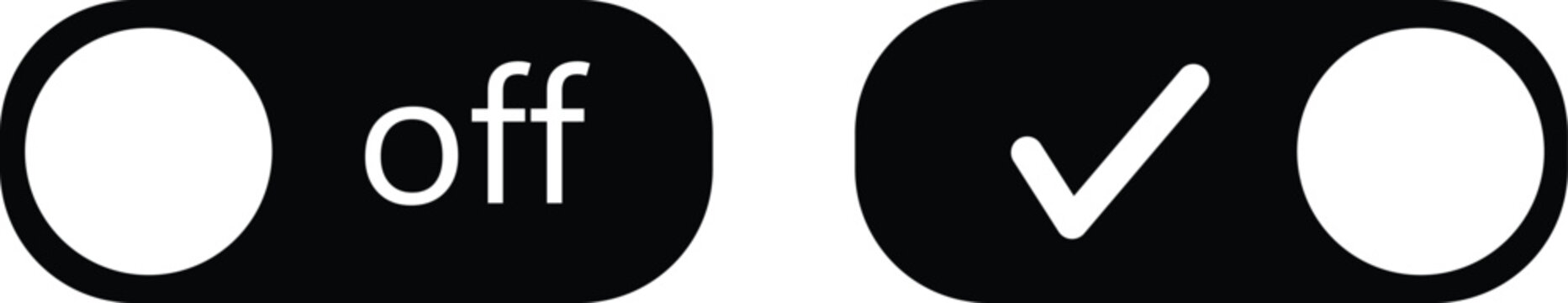 on off icon set. features modern toggle switch buttons. power control symbols. digital interface layout design. 
