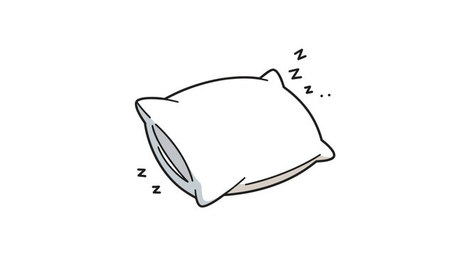 Sleeping pillow with snoring zzz symbols representing deep rest and relaxation during nighttime sleep.