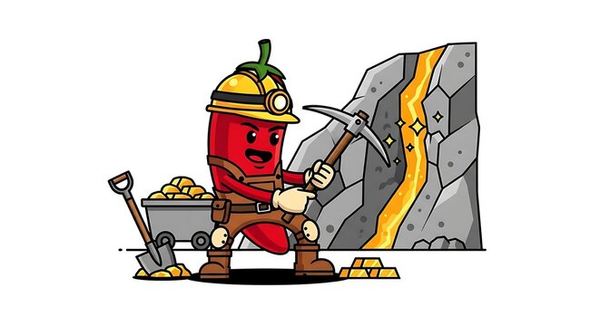 Cartoon character with red toolbox and hard hat.