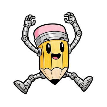 Cartoon character with shocked expression and helmet.