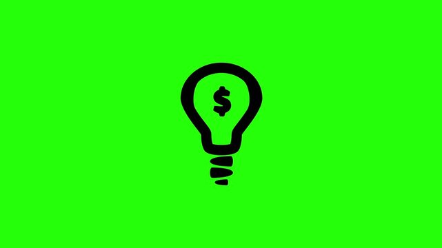 Dynamic 4K resolution asset showing a glass light bulb outline featuring a dollar currency sign inside silhouette bouncing. Playful pricing asset.