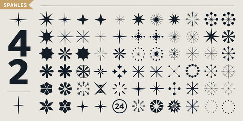 Sparkle pattern vector illustration with varied starburst and floral ornament designs © Dibyendu