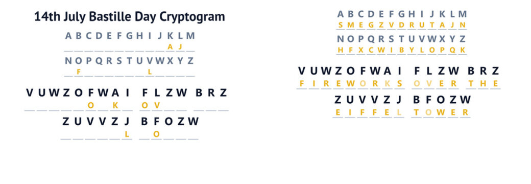 Bastille Day Cryptogram Logic Game Substitution Cipher Worksheet For Classroom Teaching Resource
