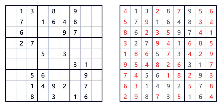 Competitive sudoku challenge with empty cells for solving training and brain teasers, design for educational blogs and posts