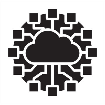 Cloud computing network topology icon with centralized data processing 8K ultra quality image ratio computing topology technology infrastructure