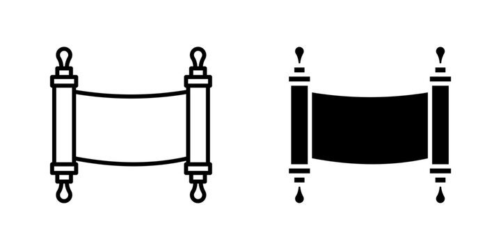 Scroll Torah Icon set. Symbol isolated white background. vector illustration. color editable.