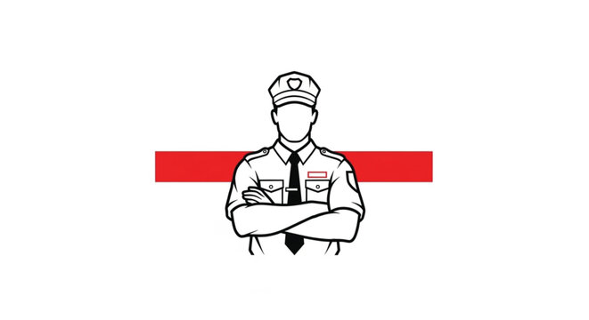 Man in police uniform standing confidently.