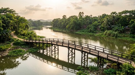 Fototapeta premium bridge over river in the park