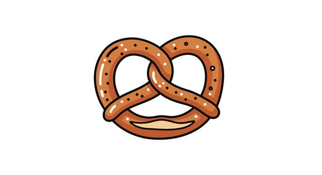 Traditional german brezel illustration, vector art of delicious fresh bakery product isolated.