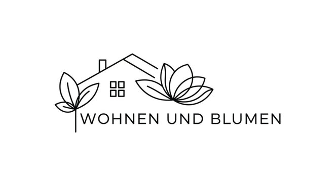 House with flowers logo design.